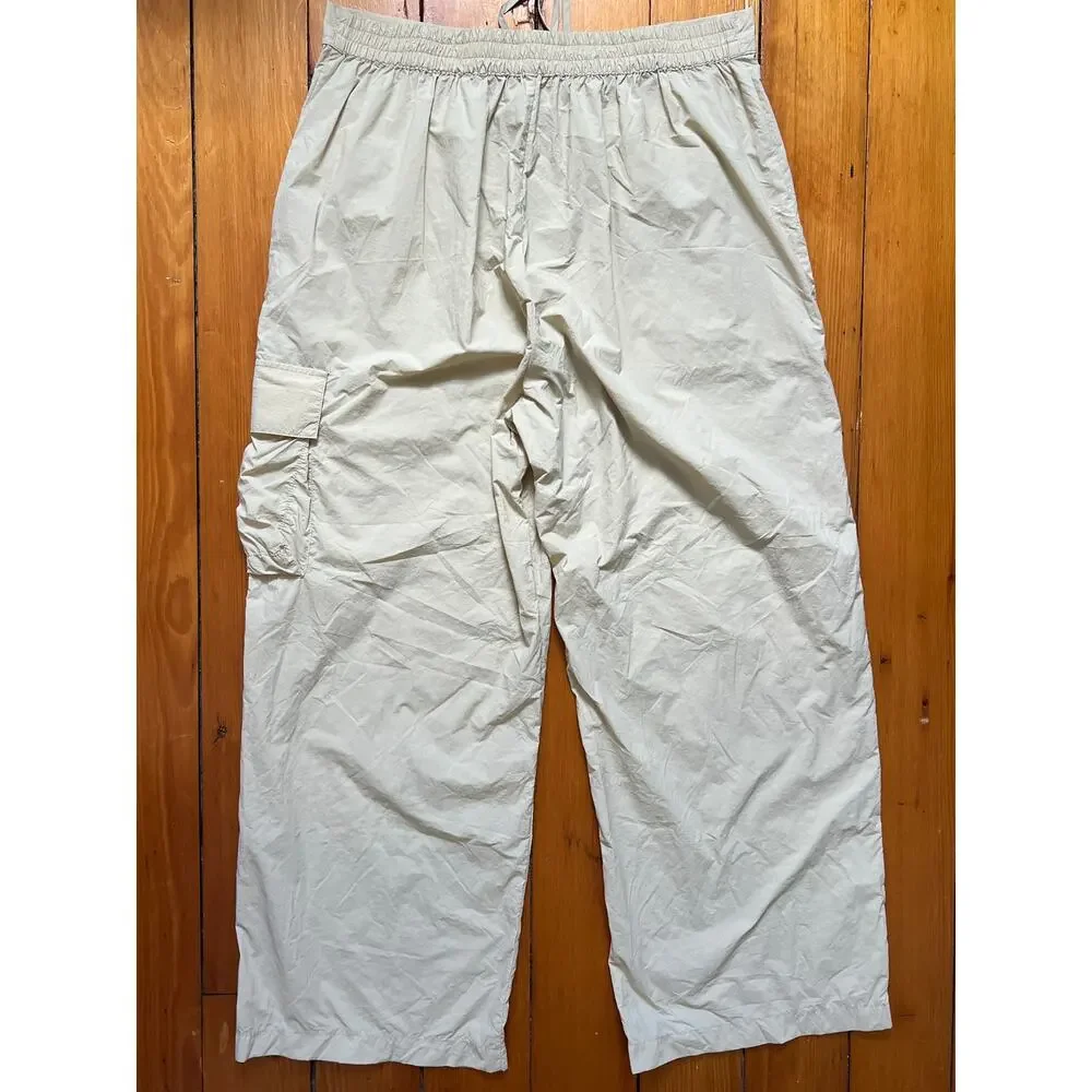 Donni Women's Nylon Cargo Pants Wide Leg Trousers Beige Cream Large - Picture 6 of 6